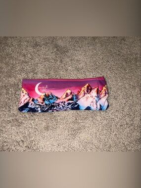 Rachel Crop Pink Mountain Print Stretch Headband